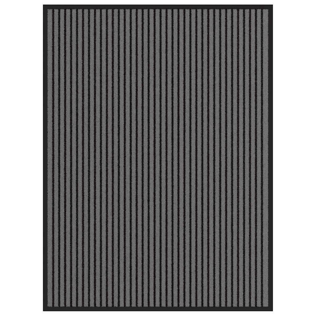 vidaXL Fußmatte Streifen Schwarz und Grau 90x120 cm
