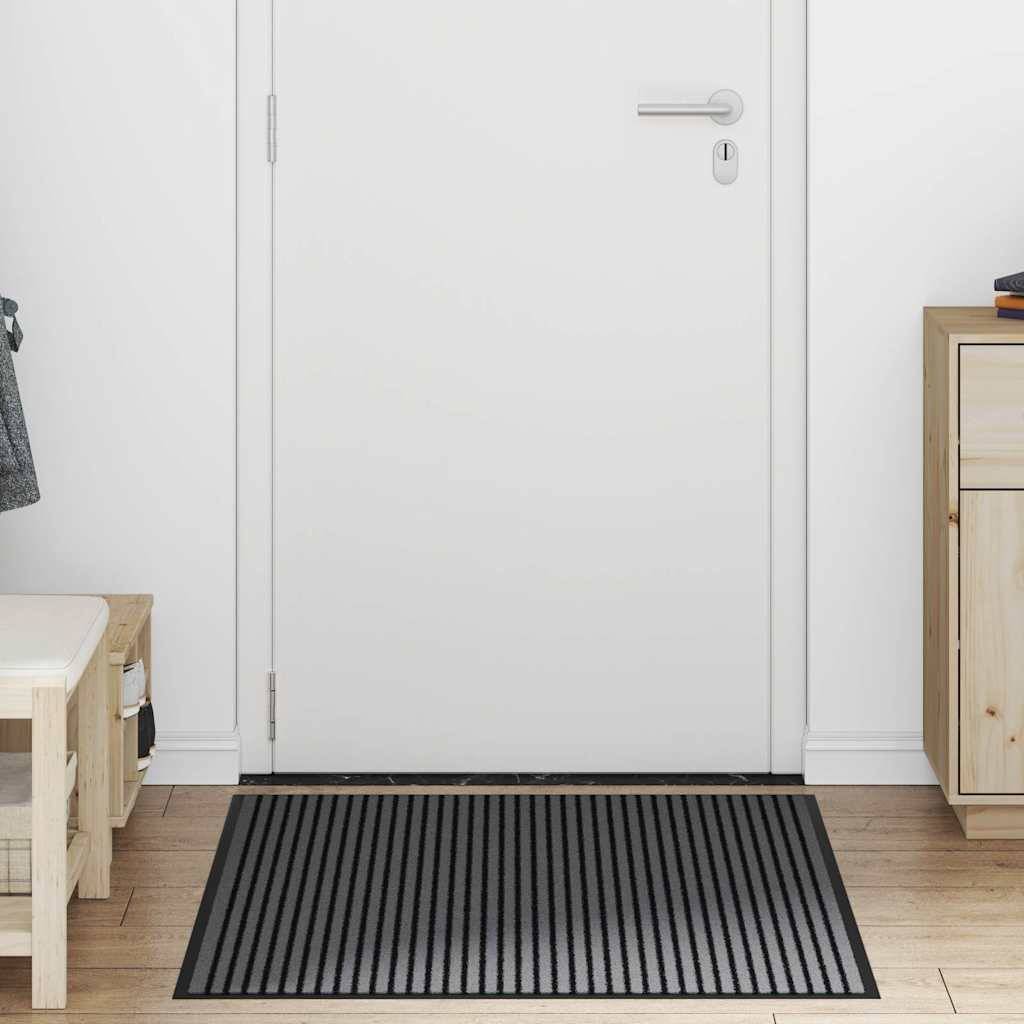 vidaXL Fußmatte Streifen Schwarz und Grau 90x120 cm