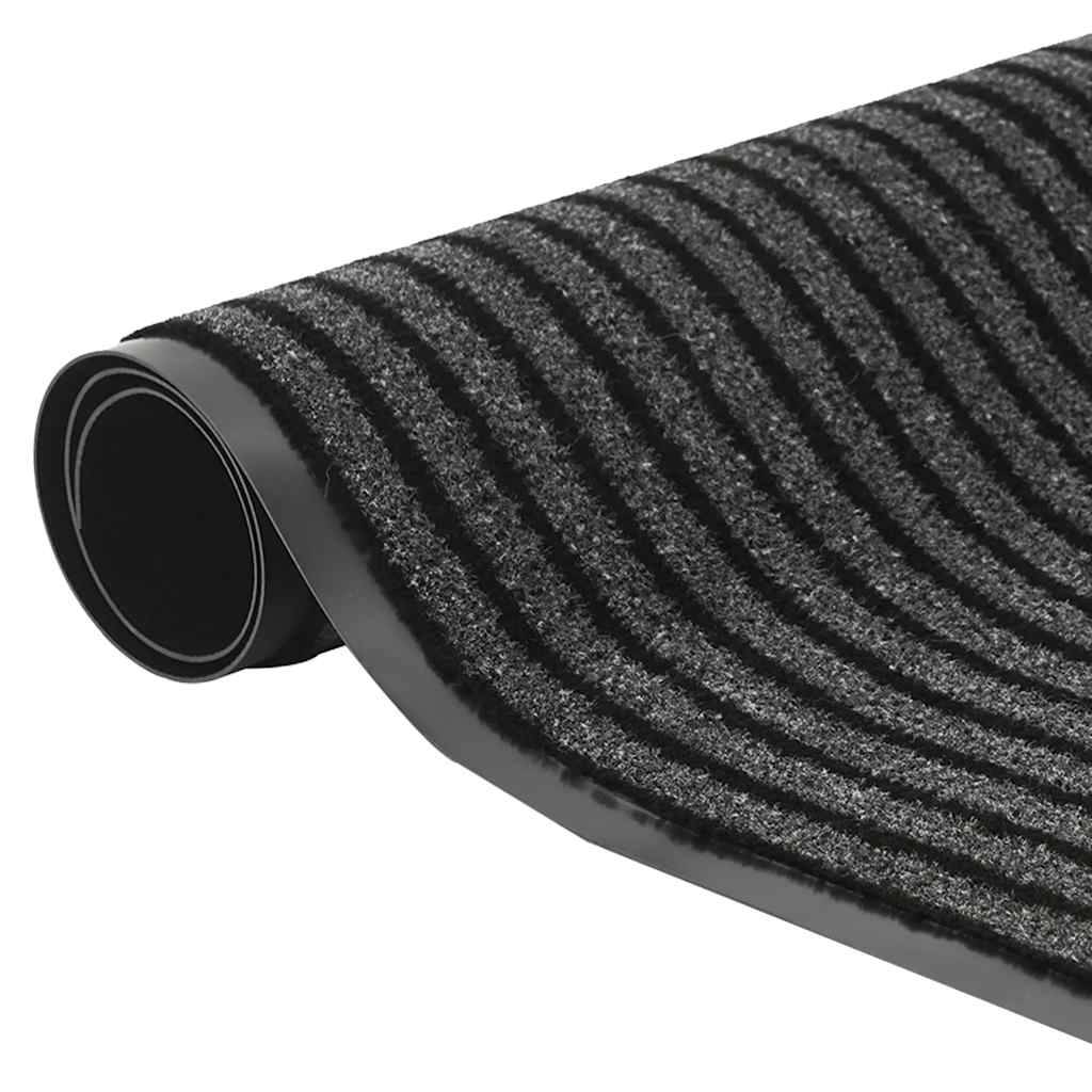 vidaXL Fußmatte Streifen Schwarz und Grau 90x120 cm
