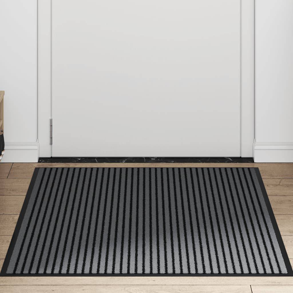 vidaXL Fußmatte Streifen Schwarz und Grau 90x120 cm