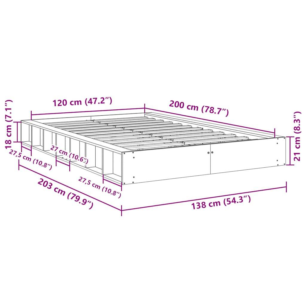 vidaXL Massivholzbett ohne Matratze 120x200 cm Eichenholz