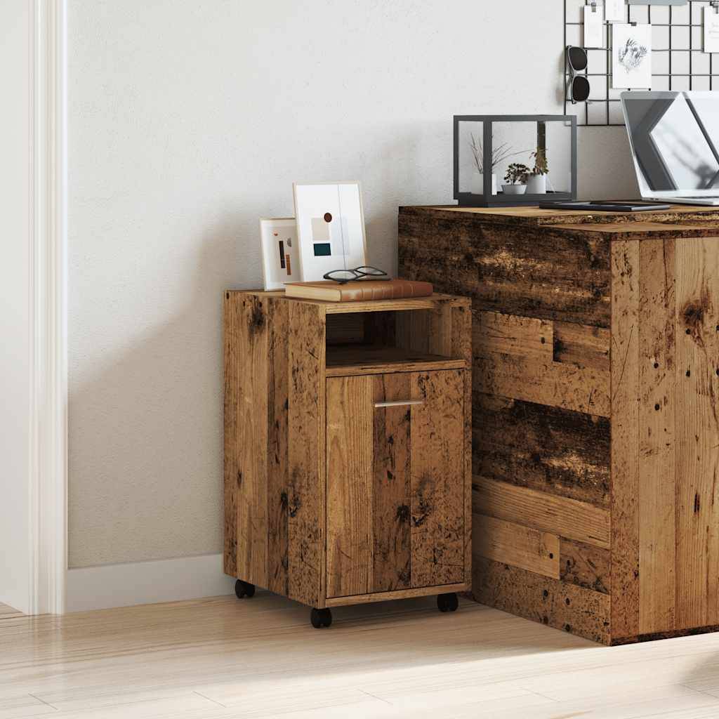 vidaXL Schrank mit Rollen Altholz-Optik 33x38x60 cm Holzwerkstoff