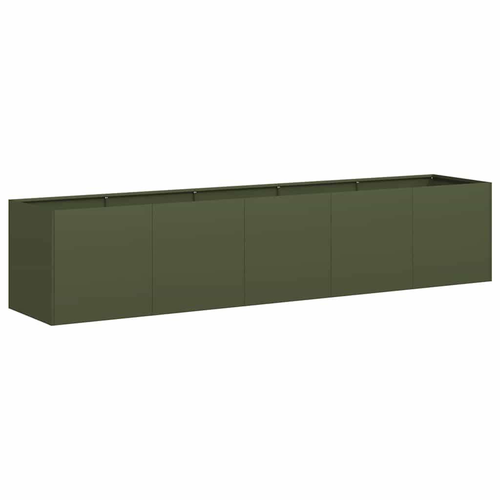 vidaXL Pflanzkübel Olivgrün 200x40x40 cm Kaltgewalzter Stahl