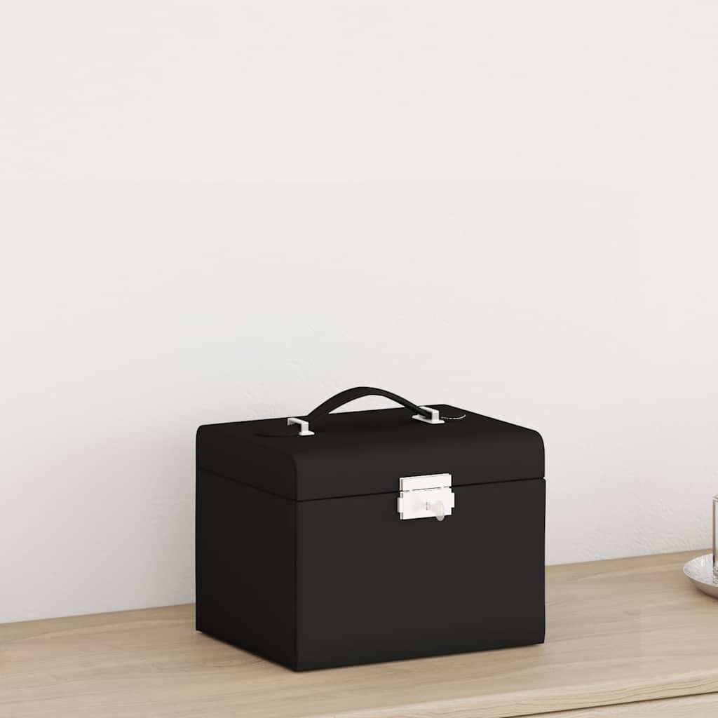 vidaXL Schmuckkästchen 4-Schichten mit Spiegel Abschließbar Schwarz