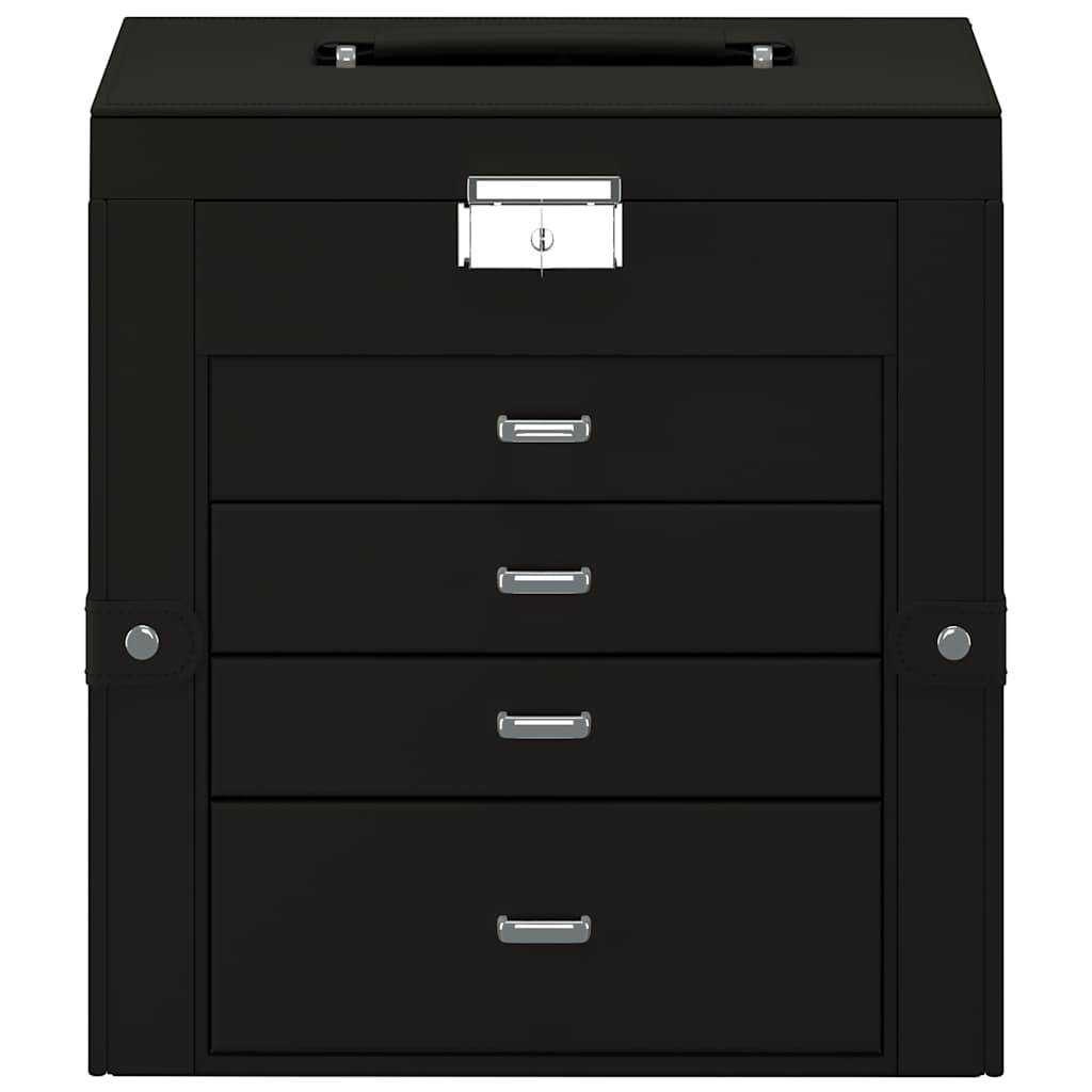 vidaXL Schmuckkästchen 5-Schichten mit Spiegel Abschließbar Schwarz