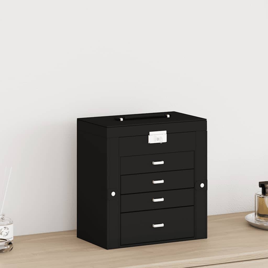 vidaXL Schmuckkästchen 5-Schichten mit Spiegel Abschließbar Schwarz