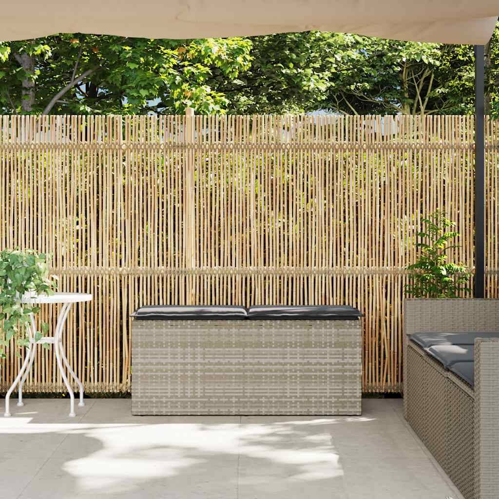 vidaXL Gartenbank mit Kissen Hellgrau 110x40x44 cm Poly Rattan