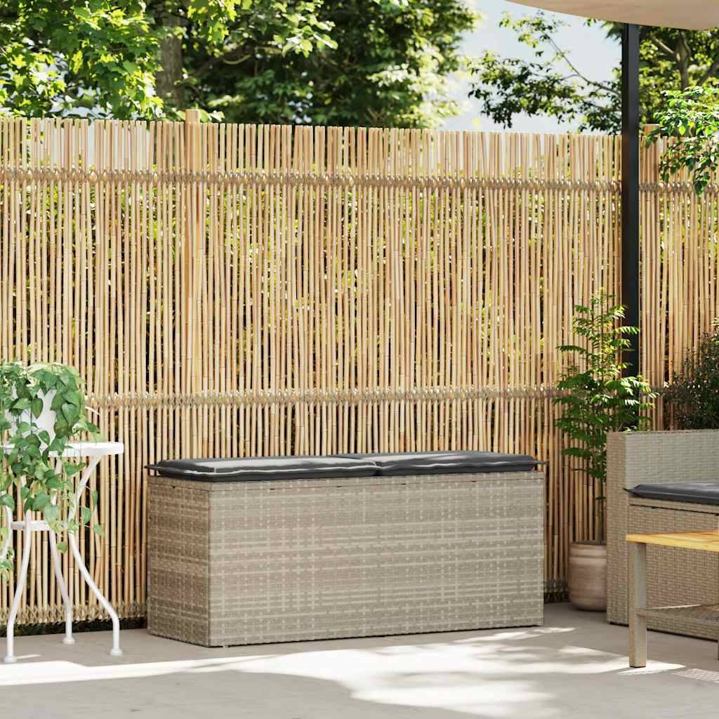 vidaXL Gartenbank mit Kissen Hellgrau 110x40x44 cm Poly Rattan
