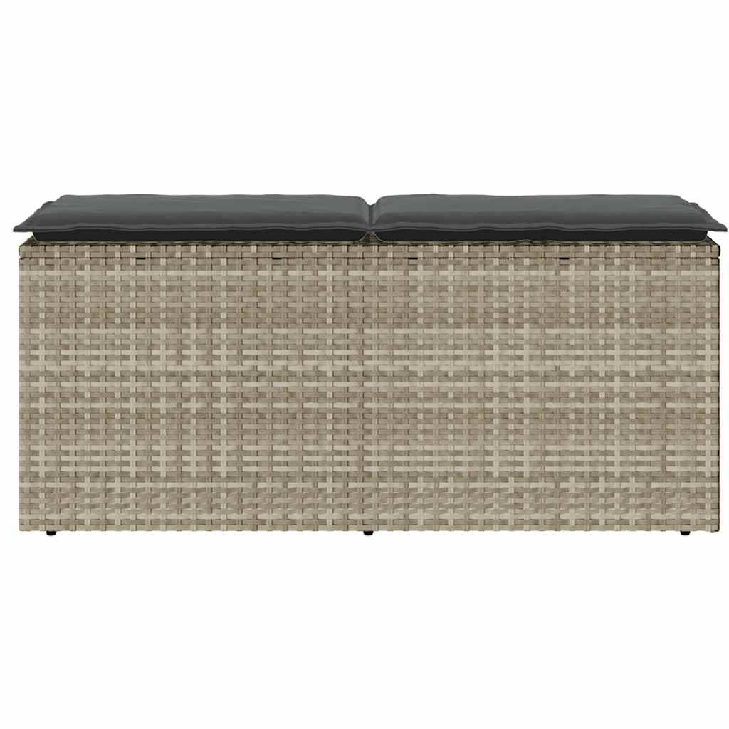 vidaXL Gartenbank mit Kissen Hellgrau 110x40x44 cm Poly Rattan