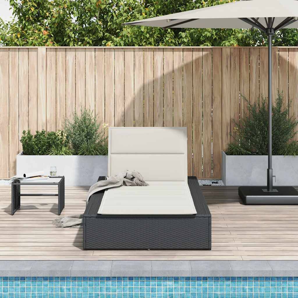 vidaXL Sonnenliege mit schwebender Auflage Schwarz Poly Rattan
