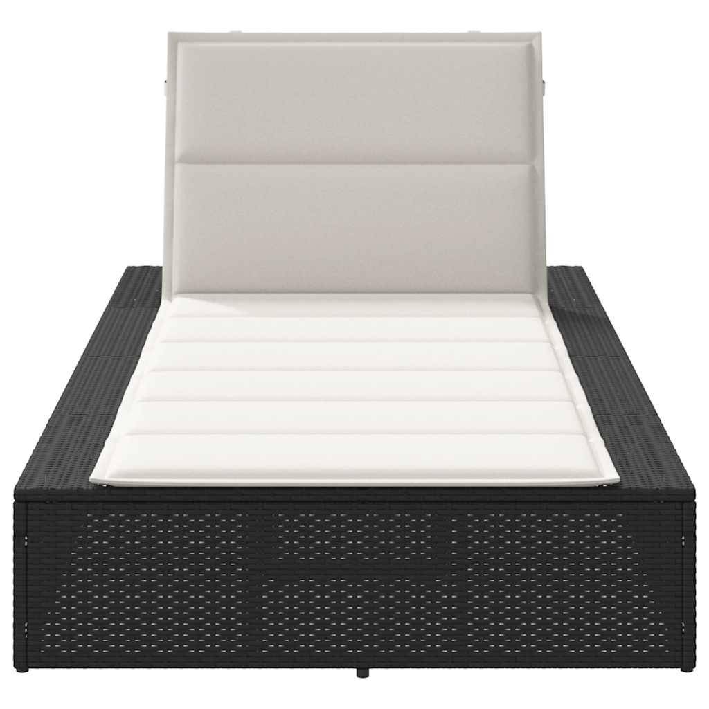 vidaXL Sonnenliege mit schwebender Auflage Schwarz Poly Rattan