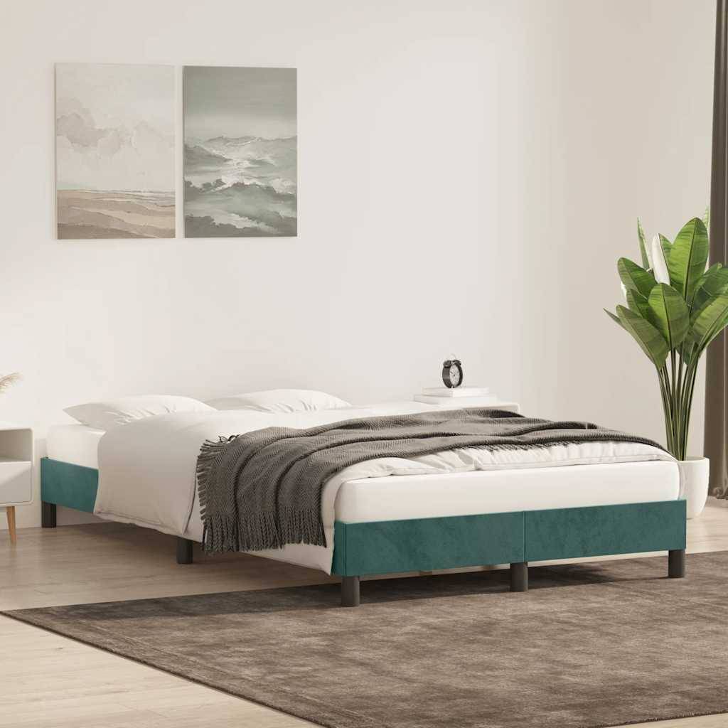 vidaXL Bettgestell ohne Matratze Dunkelgrün 120x210 cm Samt