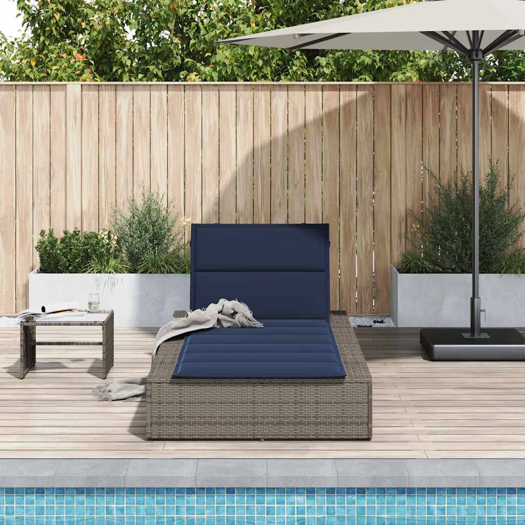 vidaXL Sonnenliege mit schwebender Auflage Grau Poly Rattan