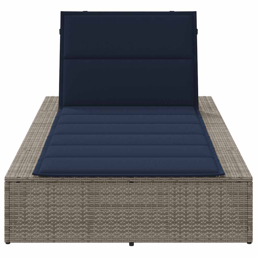 vidaXL Sonnenliege mit schwebender Auflage Grau Poly Rattan