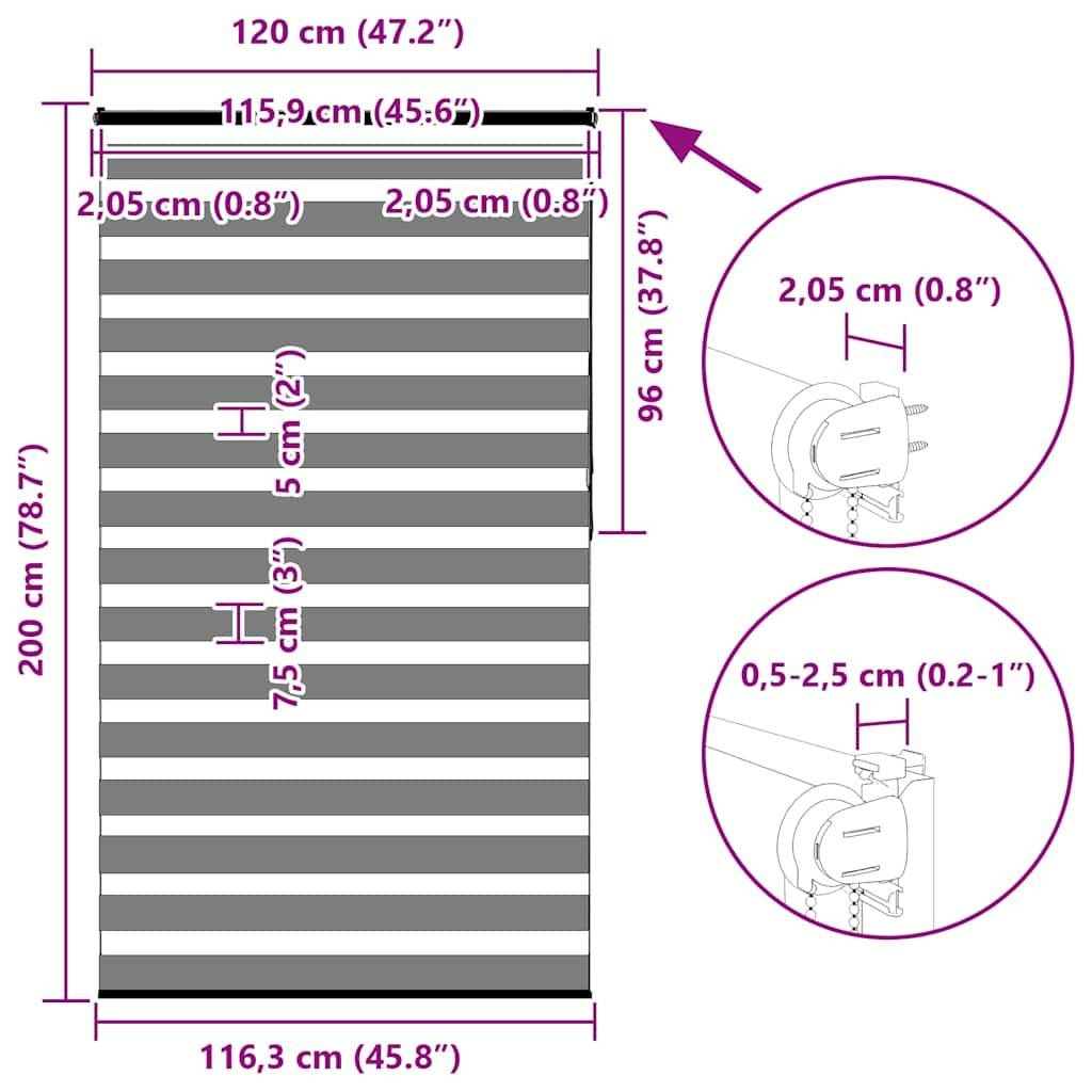 vidaXL Zebrarollo Sandbraun 120x200 cm Stoffbreite 115,9 cm Polyester