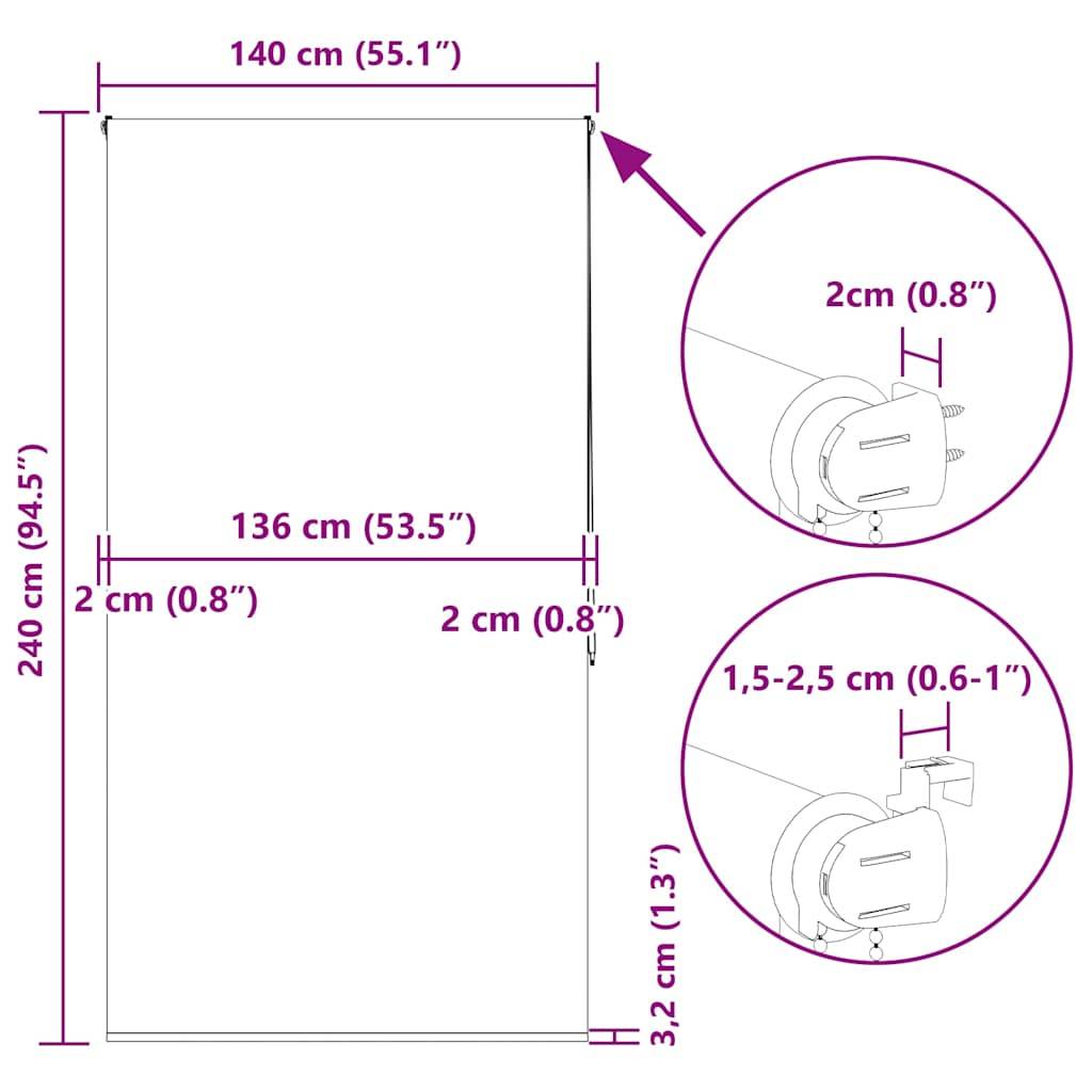 vidaXL Duschrollo 140x240 cm Stoffbreite 136 cm