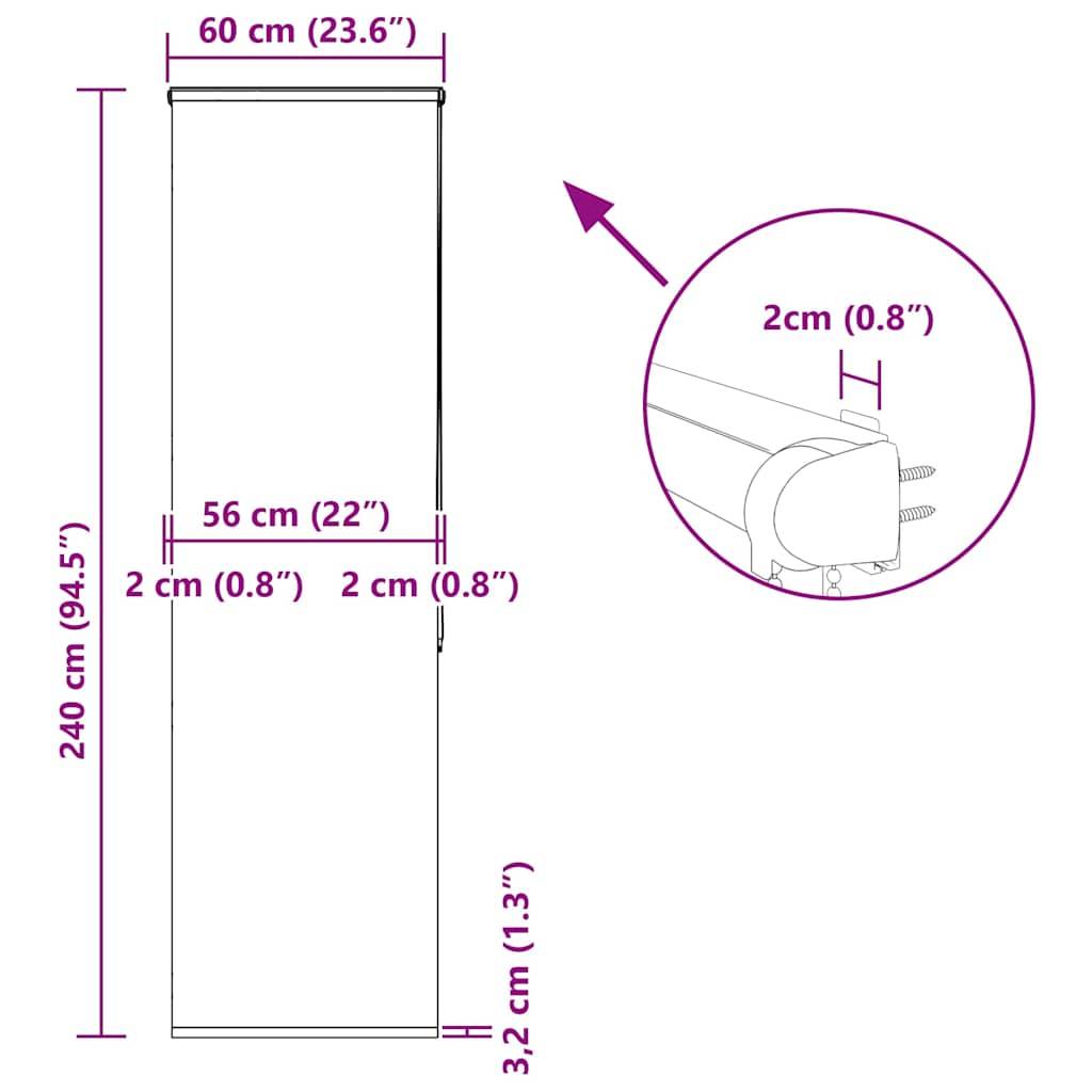 vidaXL Duschrollo mit Kassette 60x240 cm Stoffbreite 56 cm