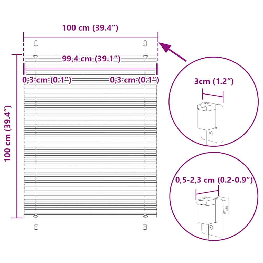 vidaXL Plissee Creme 100x100 cm Stoffbreite 99,4 cm Polyester