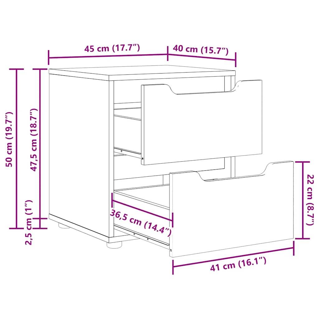 vidaXL Nachttisch VISNES Weiß 45x40x50 cm Holzwerkstoff