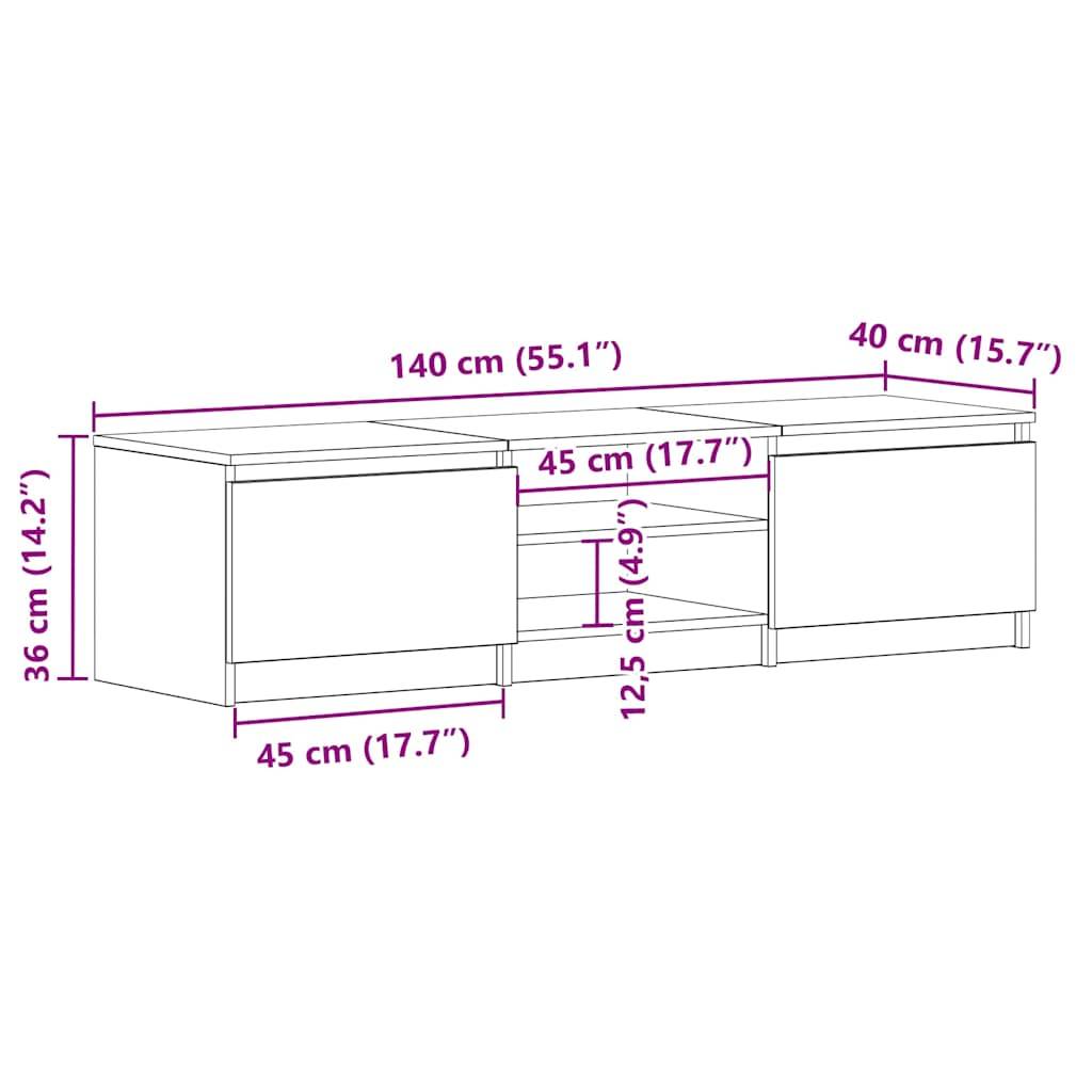 vidaXL TV-Schrank Artisan-Eiche 140x40x36 cm Holzwerkstoff