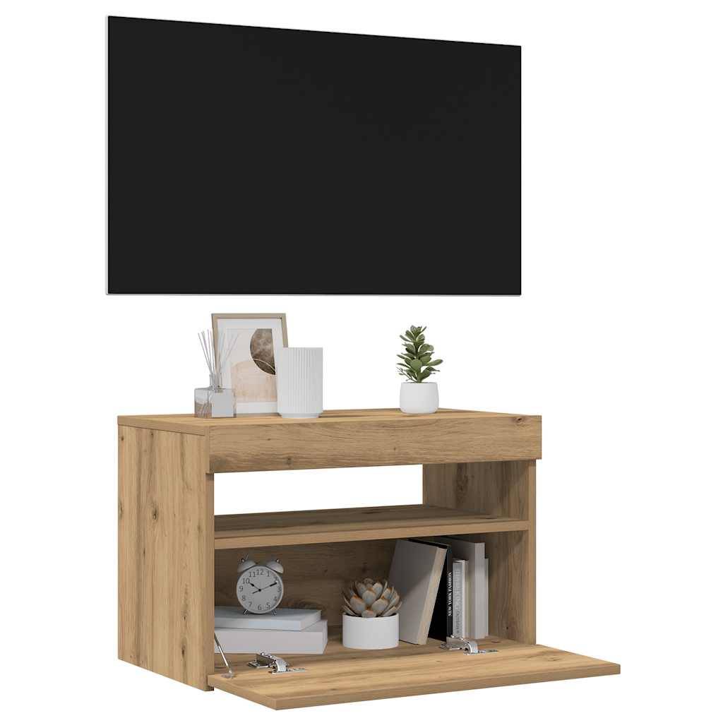 vidaXL TV-Schränke mit LED-Leuchten 2 Stk. Artisan-Eiche Holzwerkstoff