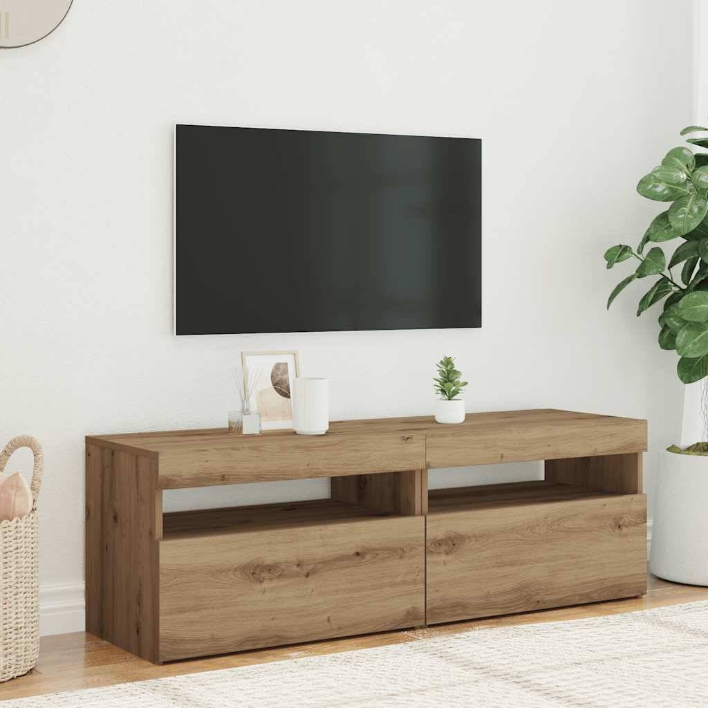 vidaXL TV-Schränke mit LED-Leuchten 2 Stk. Artisan-Eiche Holzwerkstoff