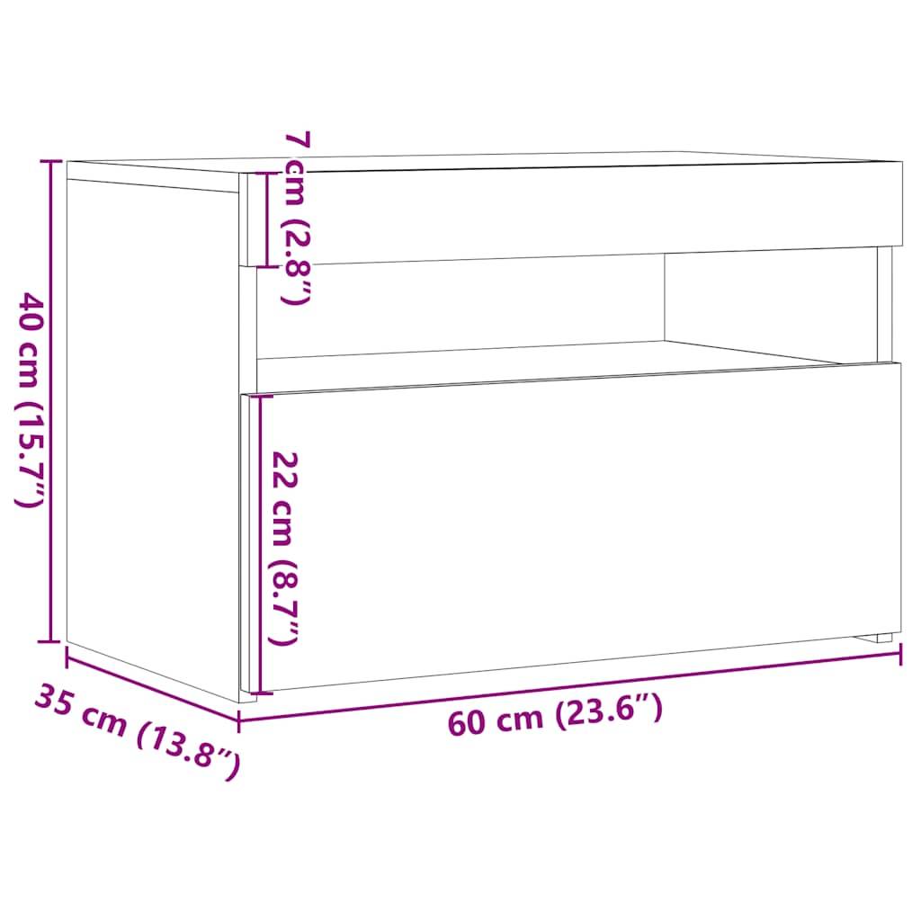vidaXL TV-Schränke mit LED-Leuchten 2 Stk. Artisan-Eiche Holzwerkstoff