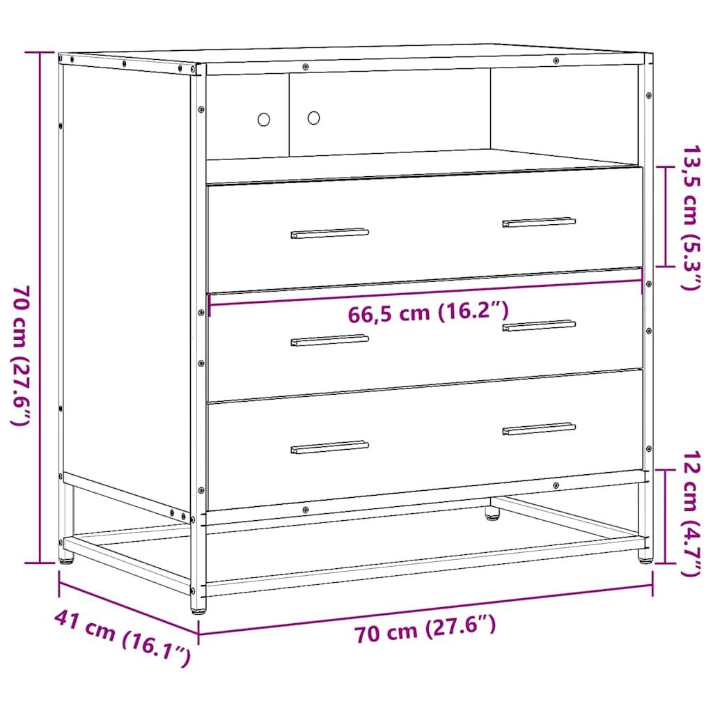 vidaXL Schubladenschrank Braun Eichen-Optik 70x41x70 cm Holzwerkstoff