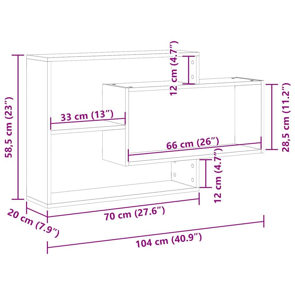 vidaXL Wandregal Altholz-Optik 104x20x58,5 cm Holzwerkstoff