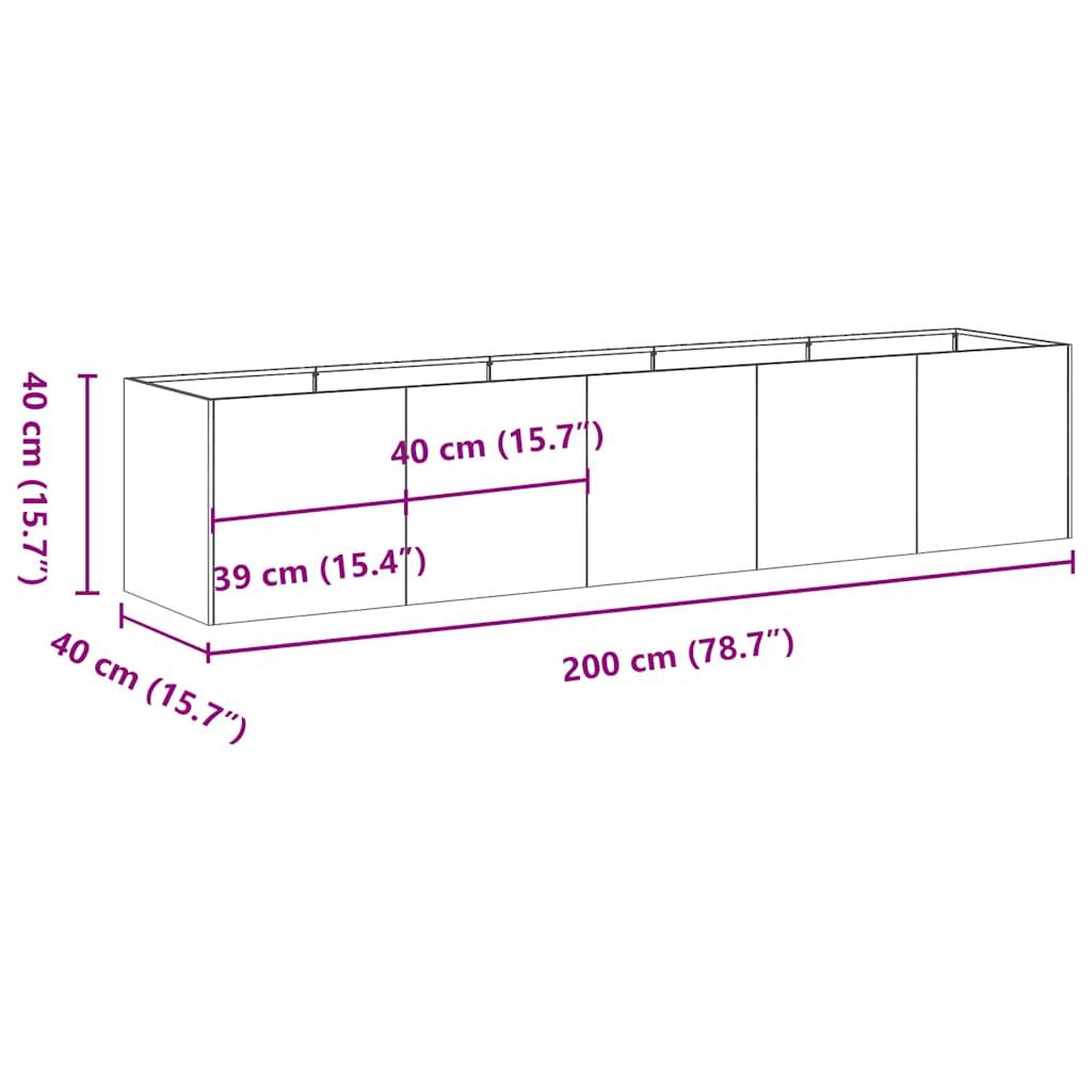 vidaXL Pflanzkübel Weiß 200x40x40 cm Kaltgewalzter Stahl