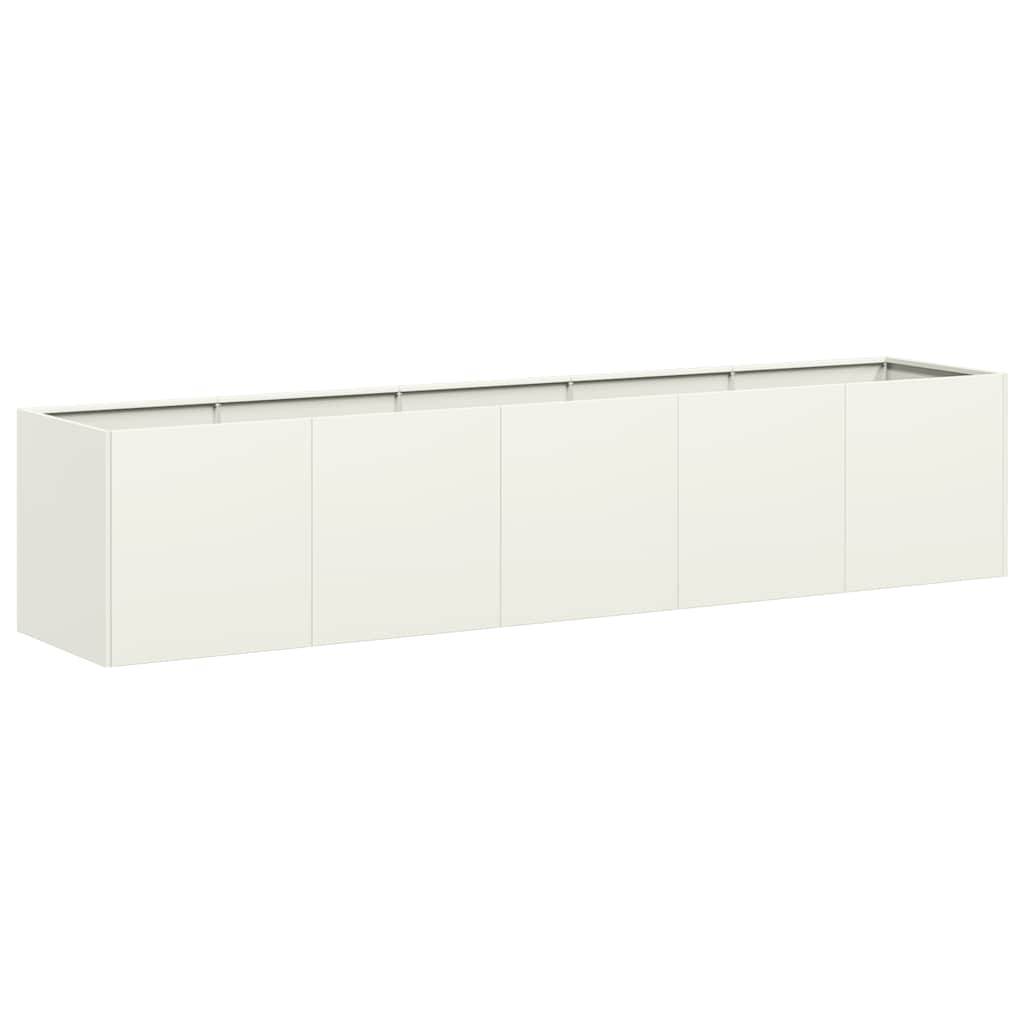 vidaXL Pflanzkübel Weiß 200x40x40 cm Kaltgewalzter Stahl