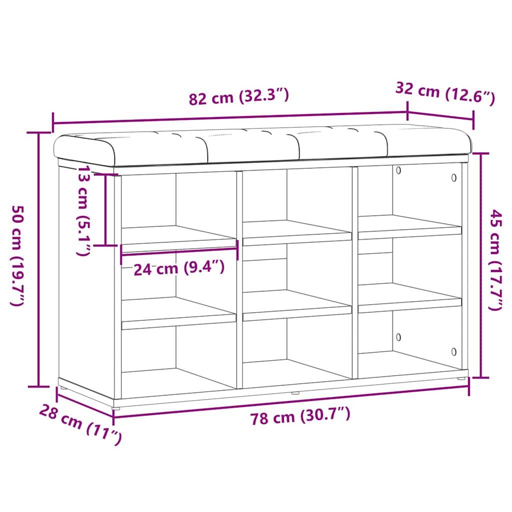 vidaXL Schuhbank Artisan-Eiche 82x32x50 cm Holzwerkstoff