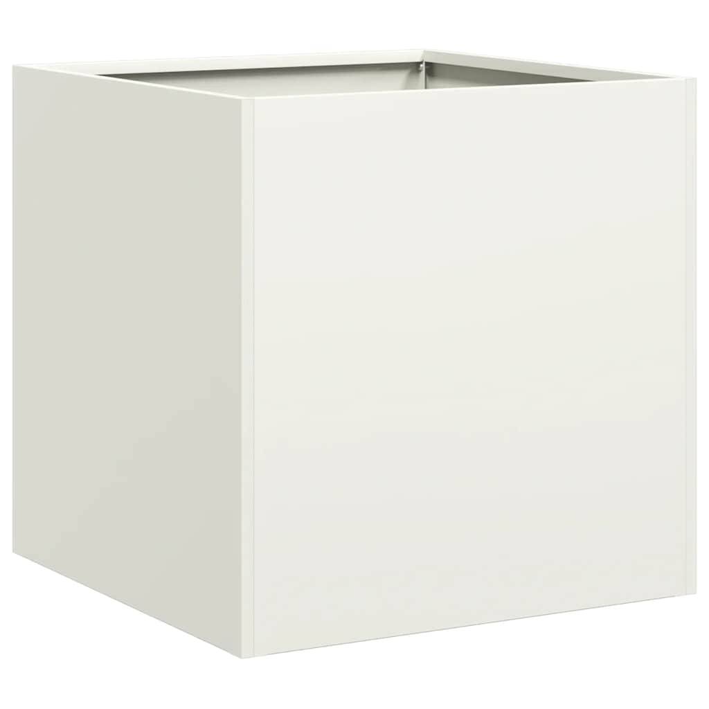vidaXL Pflanzkübel Weiß 40x40x40 cm Kaltgewalzter Stahl