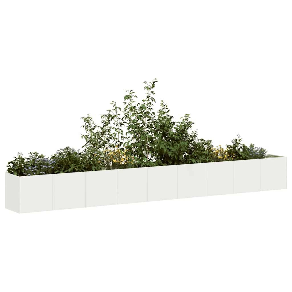 vidaXL Pflanzkübel Weiß 360x40x40 cm Kaltgewalzter Stahl