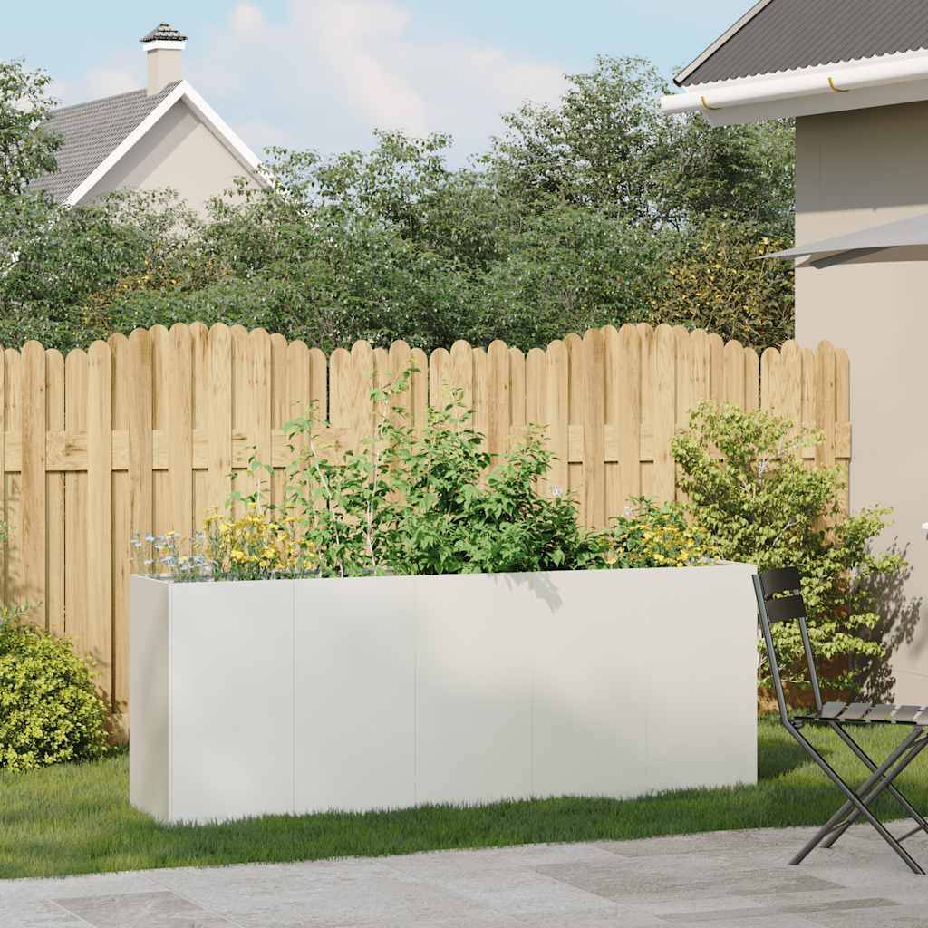 vidaXL Pflanzkübel Weiß 200x40x80 cm Kaltgewalzter Stahl