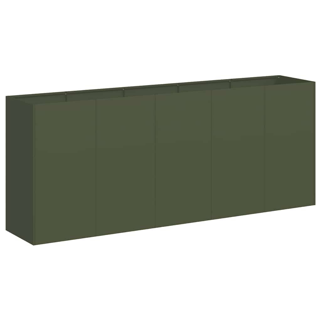 vidaXL Pflanzkübel Olivgrün 200x40x80 cm Kaltgewalzter Stahl