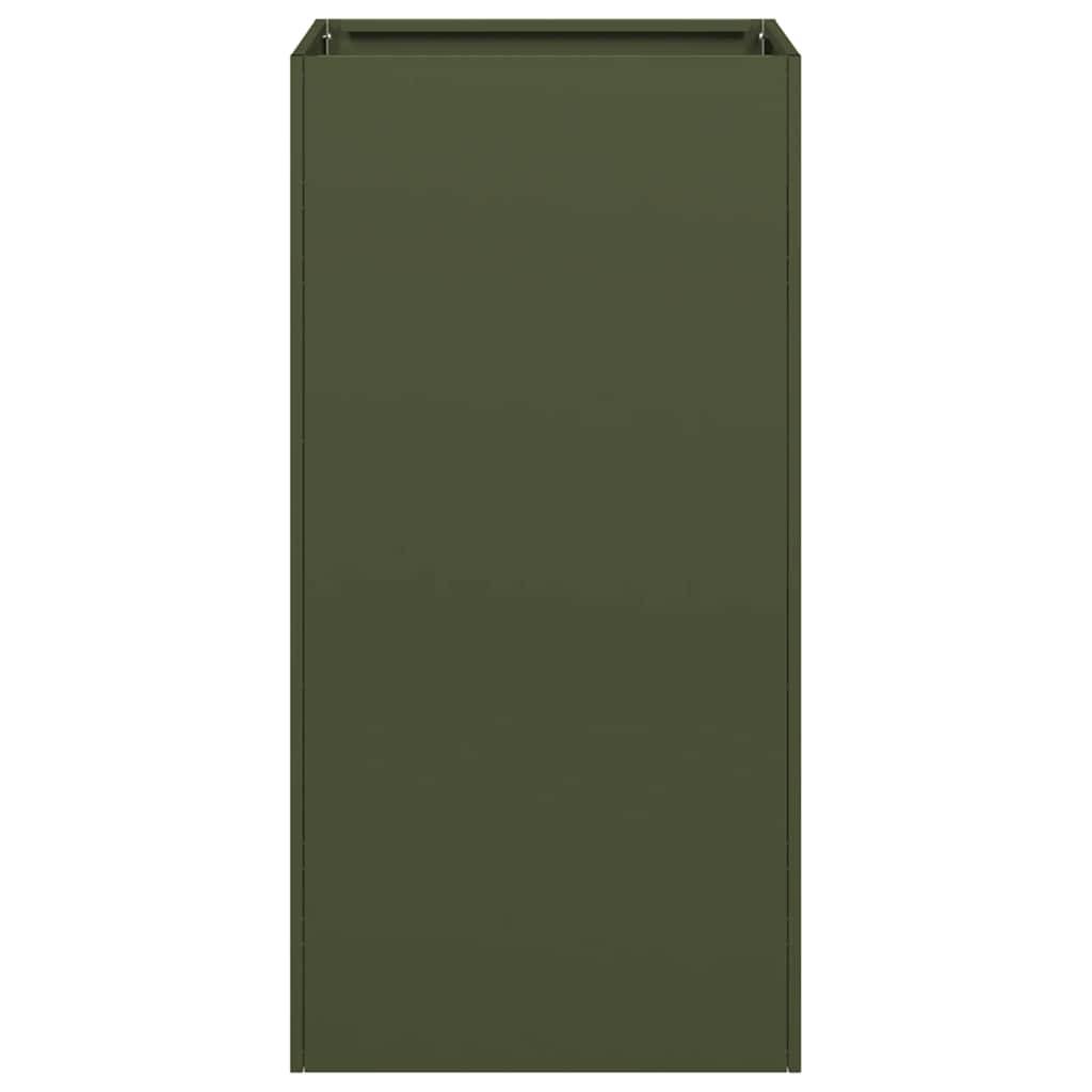 vidaXL Pflanzkübel Olivgrün 40x40x80 cm Kaltgewalzter Stahl