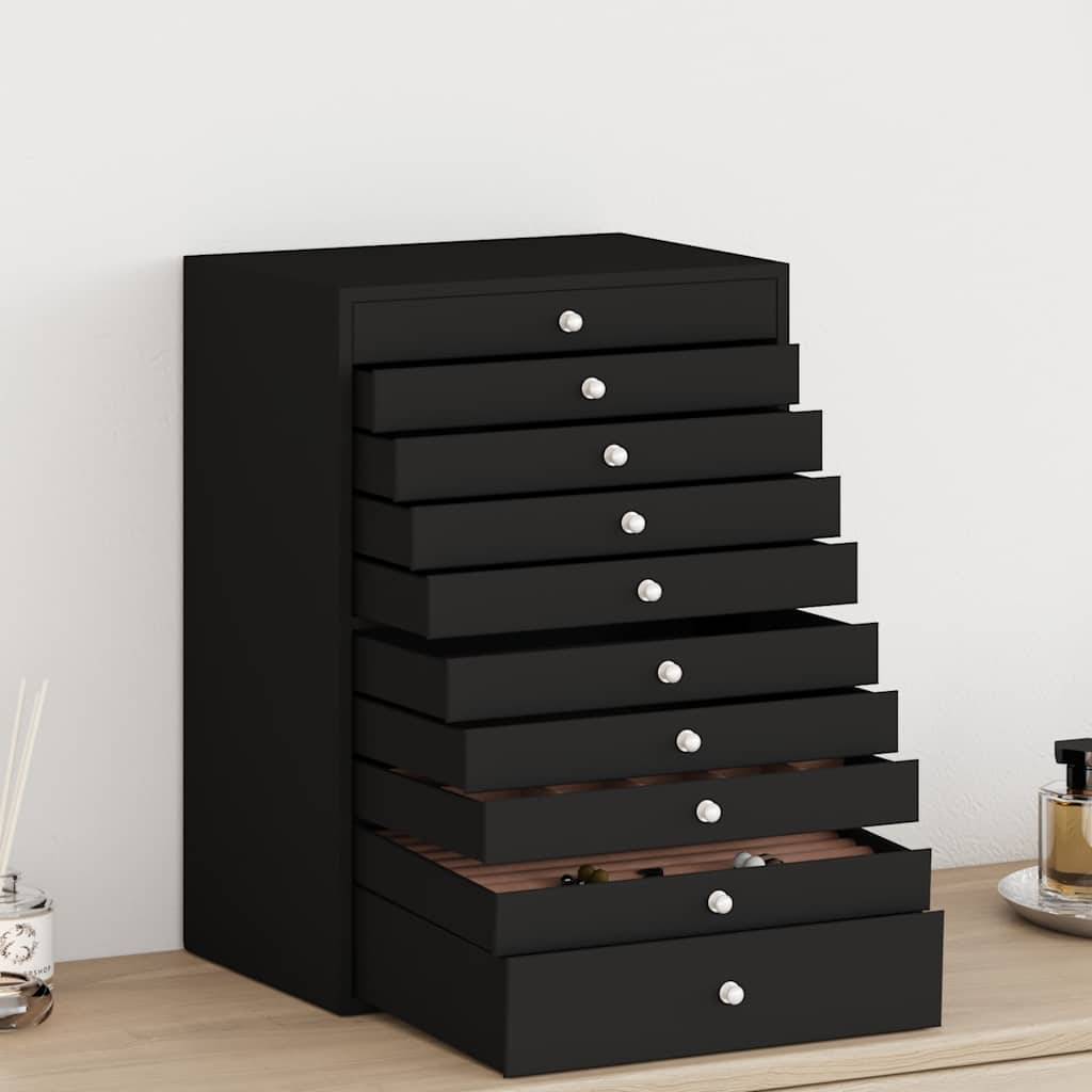 vidaXL Schmuckkästchen 10-Schichten mit Uhrenhaltern Schwarz