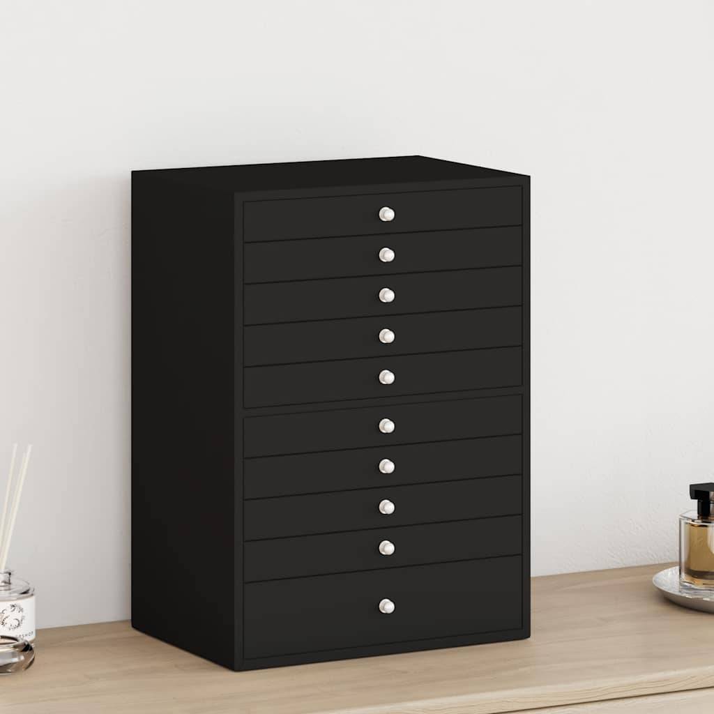 vidaXL Schmuckkästchen 10-Schichten mit Uhrenhaltern Schwarz