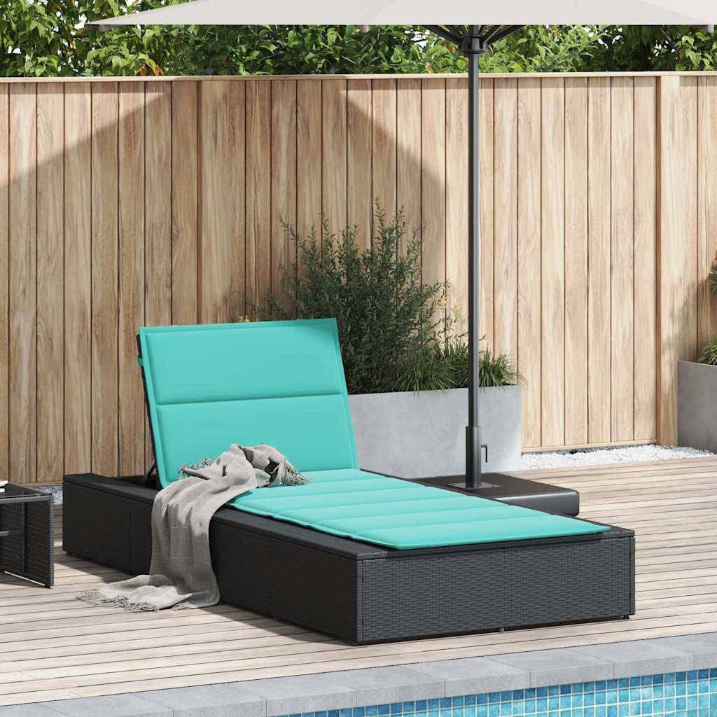 vidaXL Sonnenliege mit schwebender Auflage Schwarz Poly Rattan