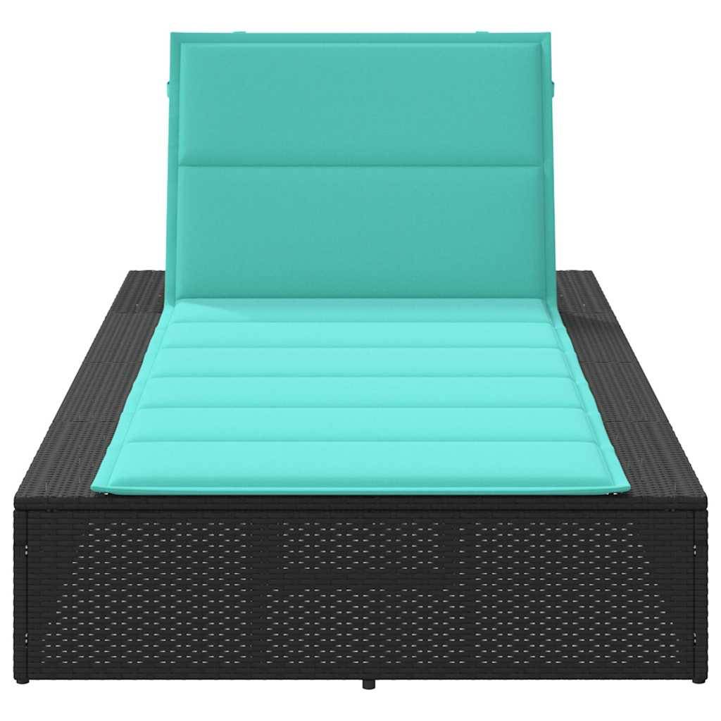 vidaXL Sonnenliege mit schwebender Auflage Schwarz Poly Rattan