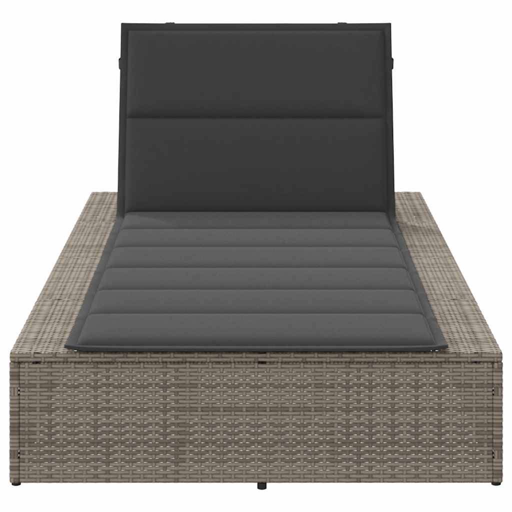 vidaXL Sonnenliege mit schwebender Auflage Grau Poly Rattan
