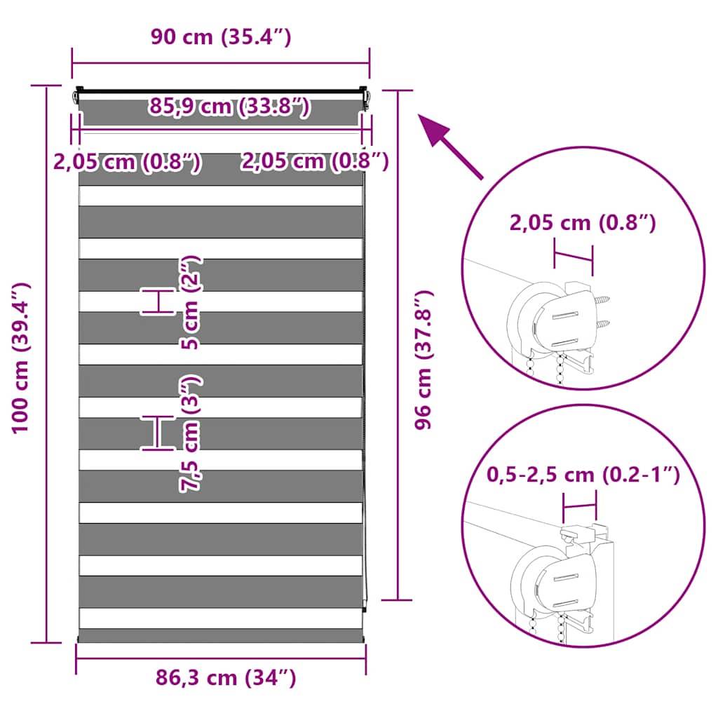 vidaXL Zebrarollo Sandbraun 90x100 cm Stoffbreite 85,9 cm Polyester
