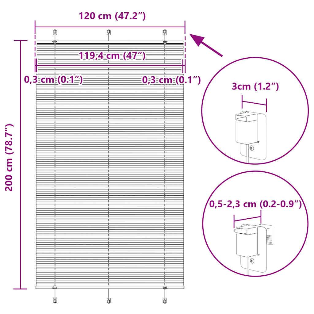 vidaXL Plissee Creme 120x200 cm Stoffbreite 119,4 cm Polyester