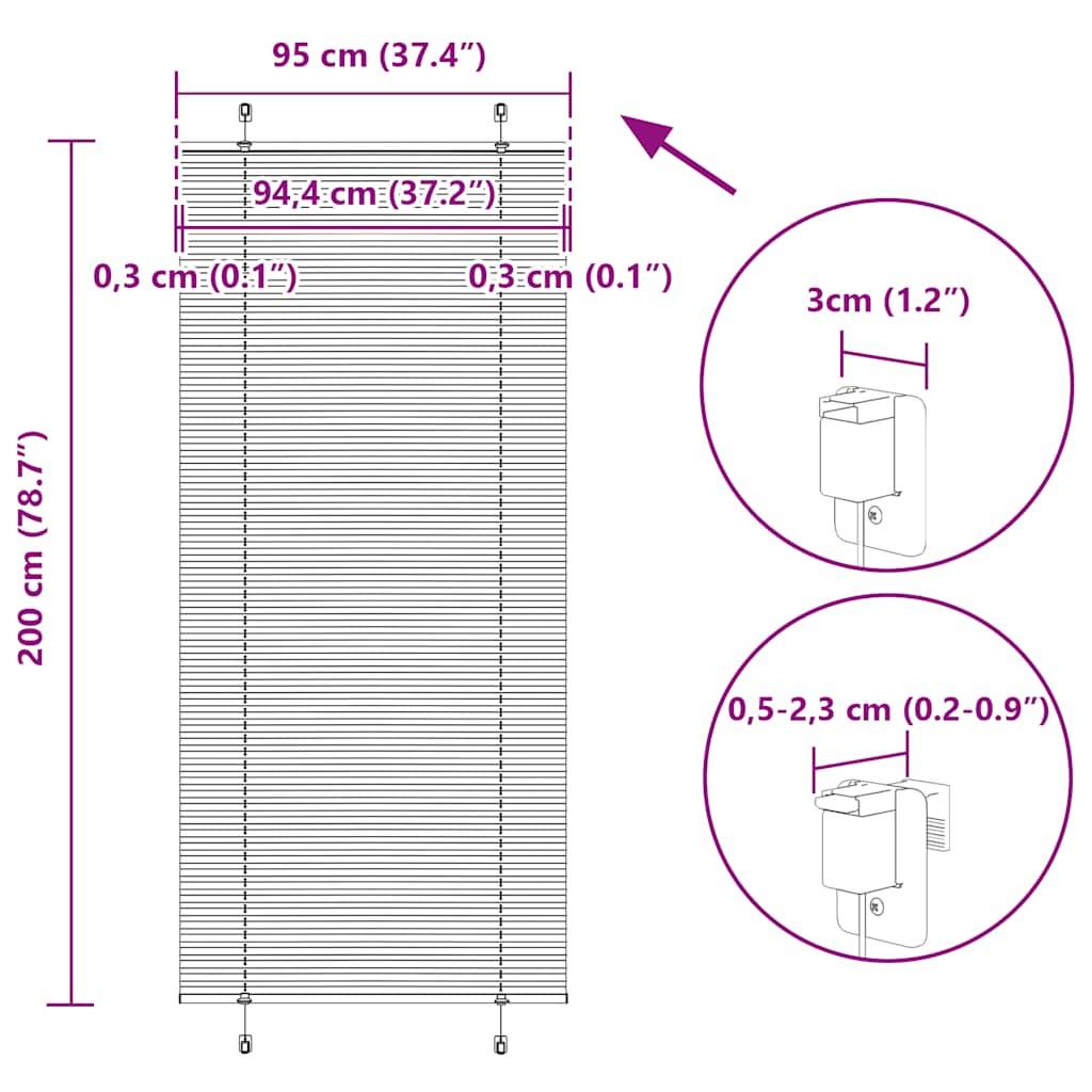 vidaXL Plissee Schwarz 95x200 cm Stoffbreite 94,4 cm Polyester