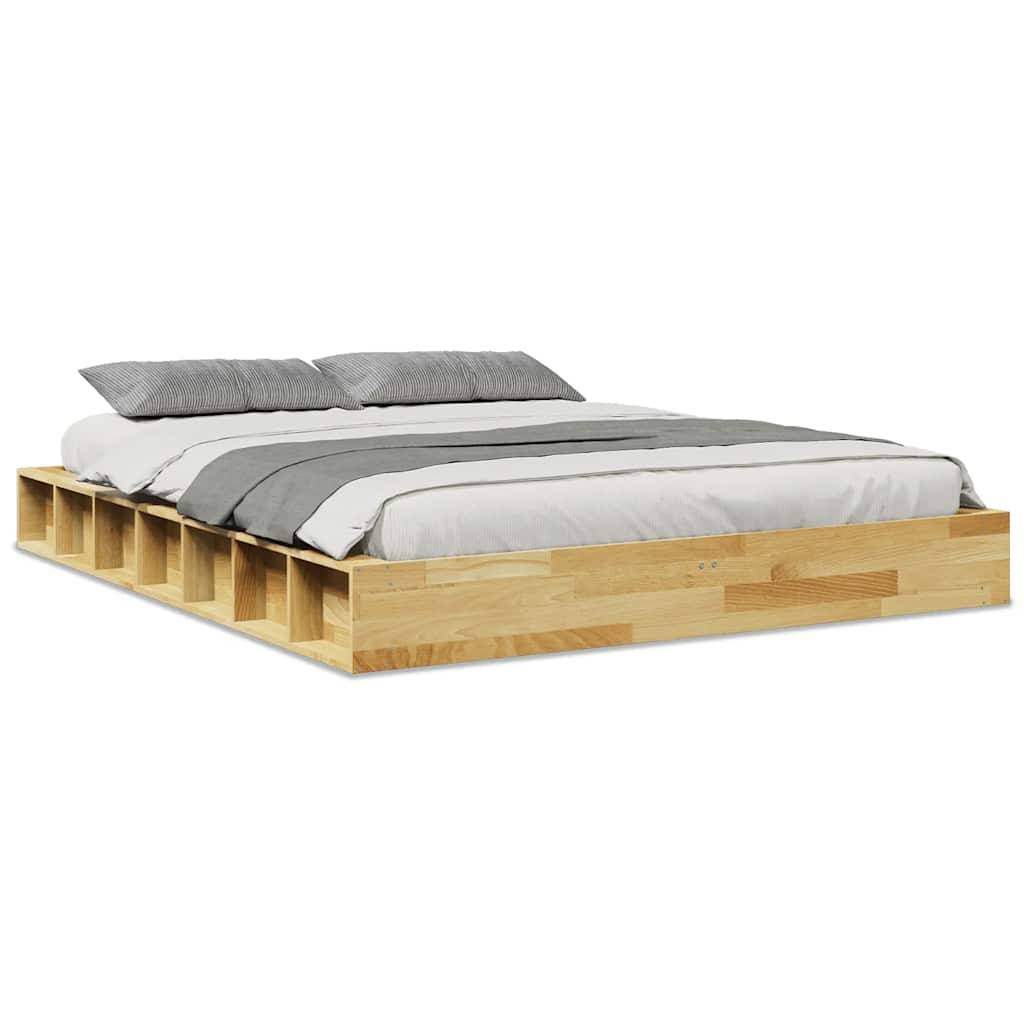 vidaXL Massivholzbett ohne Matratze 150x200 cm Eichenholz