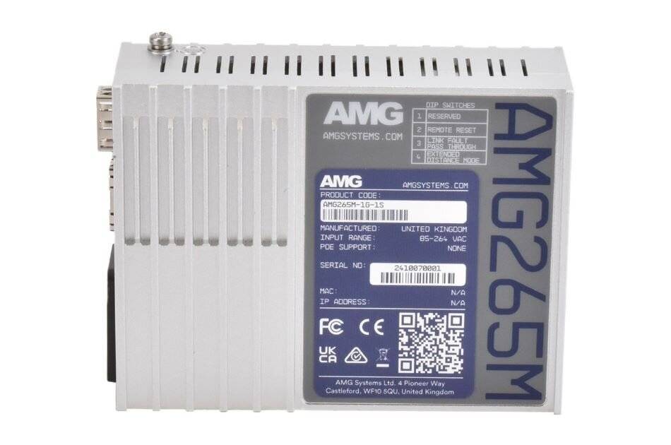 AMG265M-1F-1S, Industrieller Mini Medienkonverter, 1 x 10/100BT RJ45 , 1 x 100/1000FX SFP Slot, DIP Switch, DIN Rail /