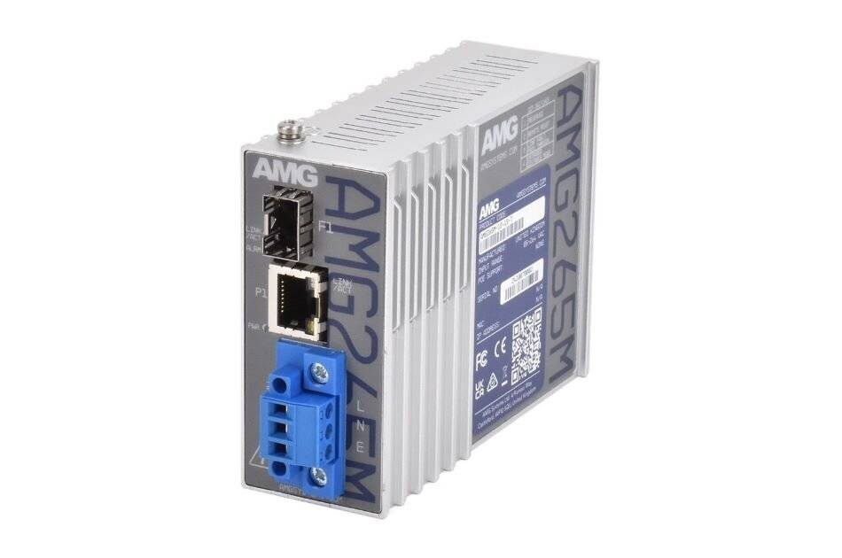 AMG Systems AMG265M-1F-1S-T, Industrieller Mini Medienkonverter, 1 x 10/100BT RJ45 , 1 x 100/1000FX SFP Slot, DIP Switc