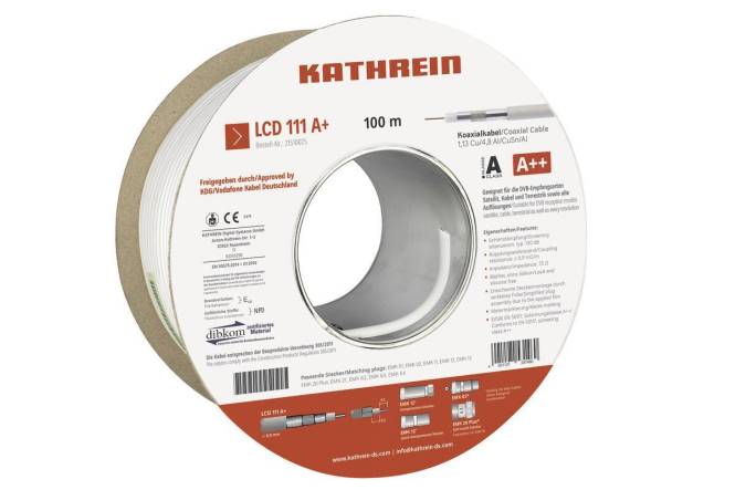 KATH Koaxialkabel 100m LCD 111 A+ Einwegspule, 75Ohm (Inhalt 100 Stück) Leitungen und Kabel