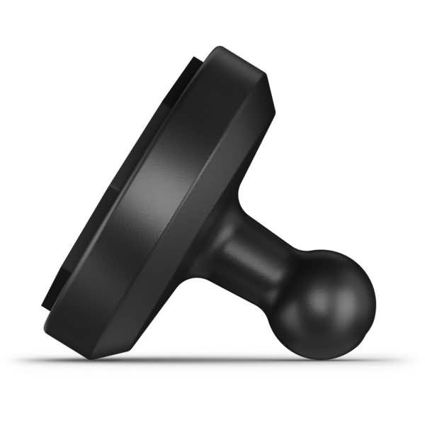 Schwarze magnetische Telefonhalterung oder Halter in Seitenansicht auf weißem Hintergrund.
